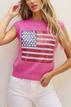 American Flag Knitted Vest - Bonbon Sparkling - Fashionfitz