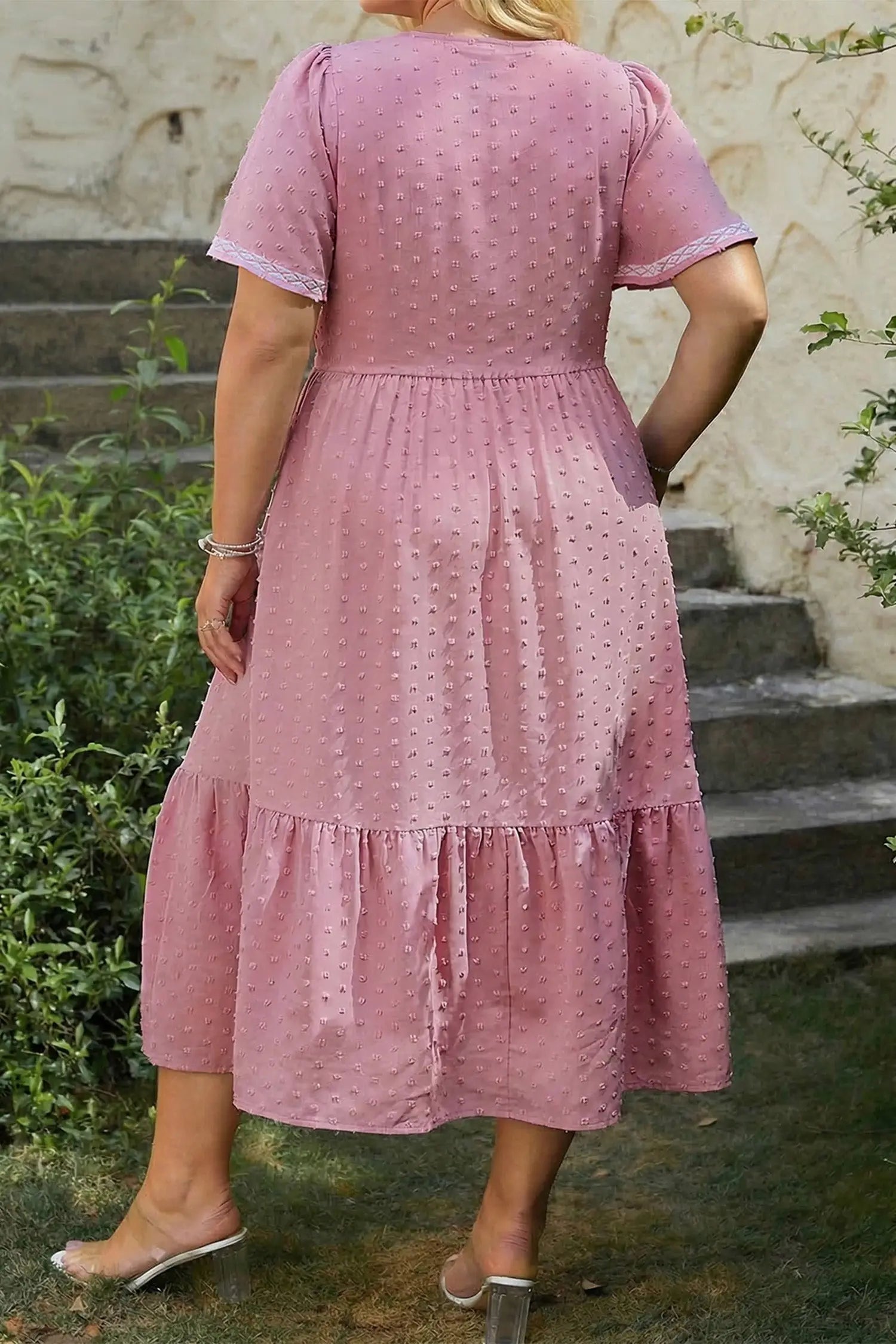Curve swiss dot smocked midi dress dresses