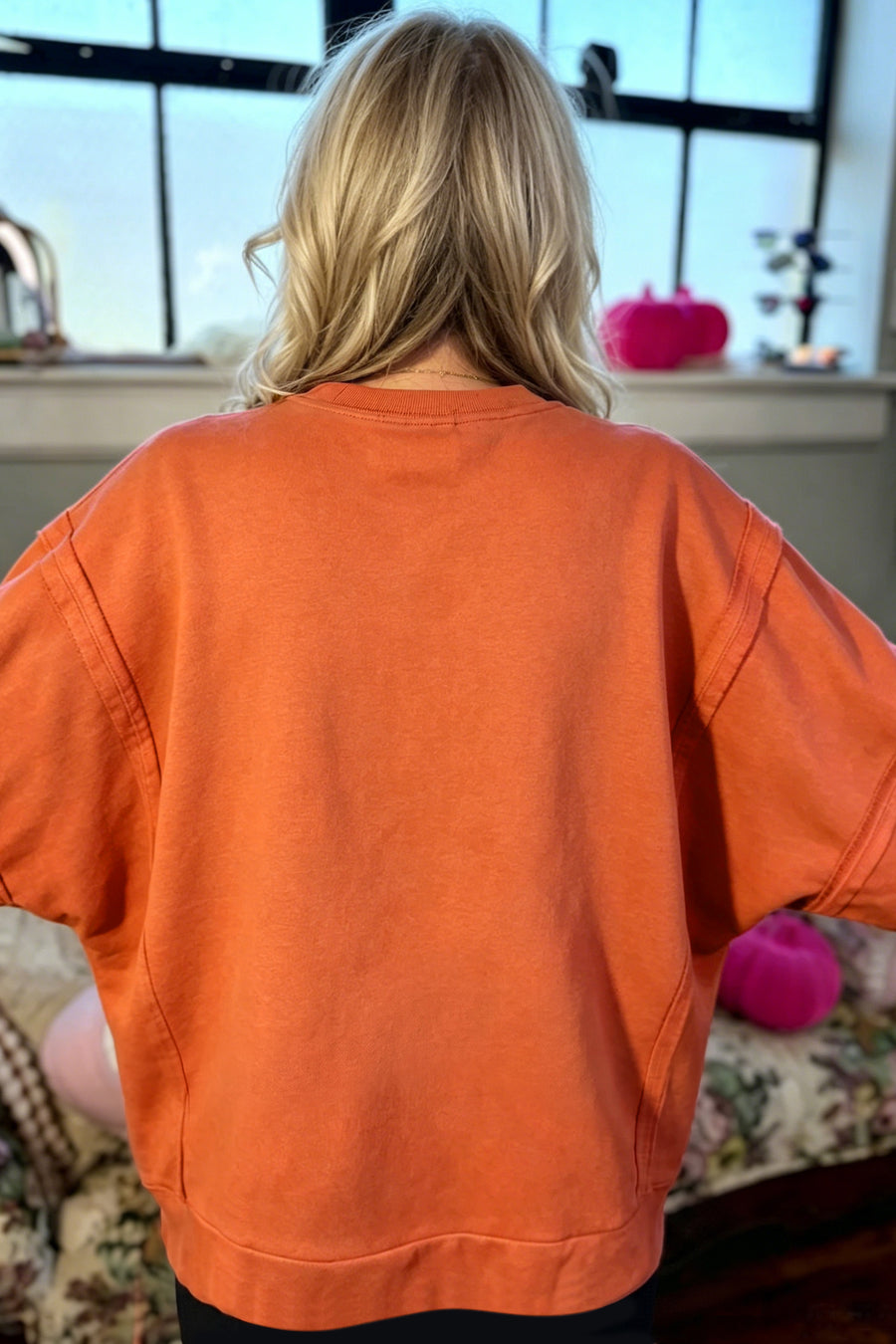 Halloween Witchy Plaid Slogan Embroidered Tunic Top