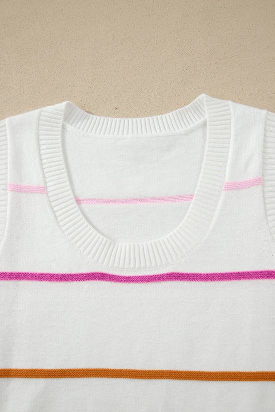 Women’s stripe ribbed knit sleeveless sweater vest tank top sweaters