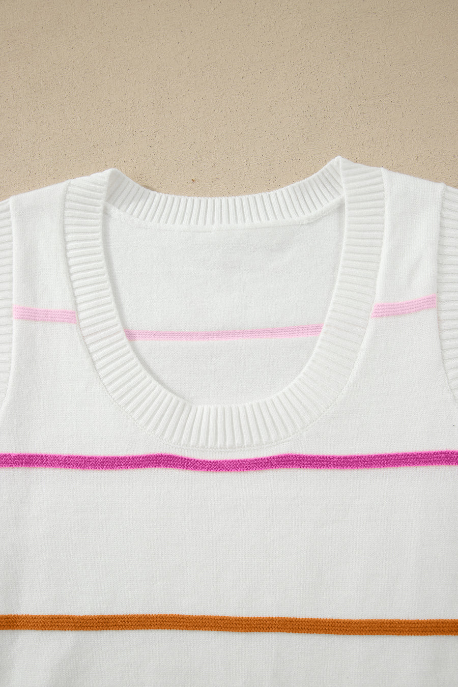 Women's Stripe Ribbed Knit Sleeveless Sweater Vest Tank Top