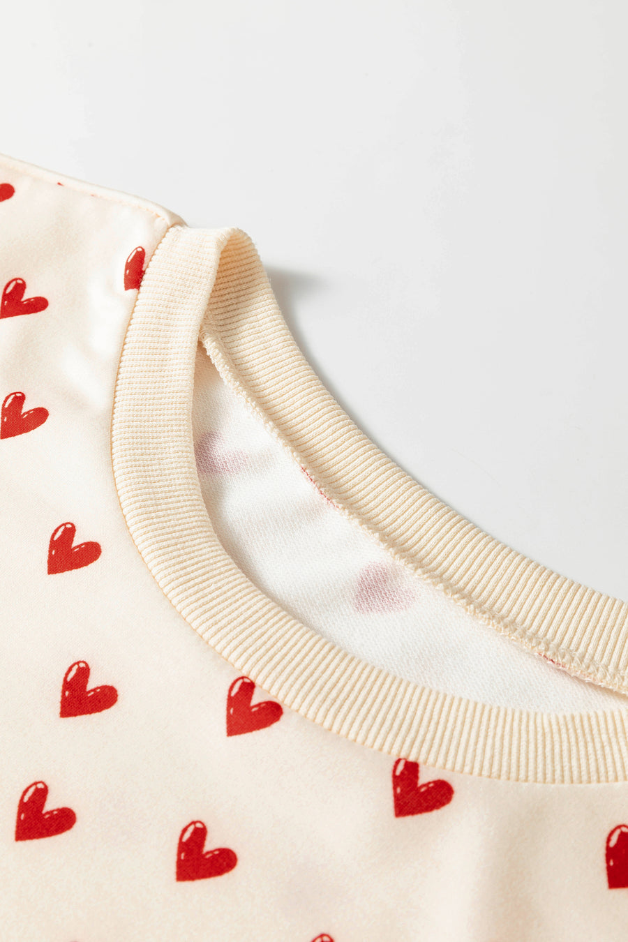 Heart Print Round Neck Long Sleeve Sweatshirt