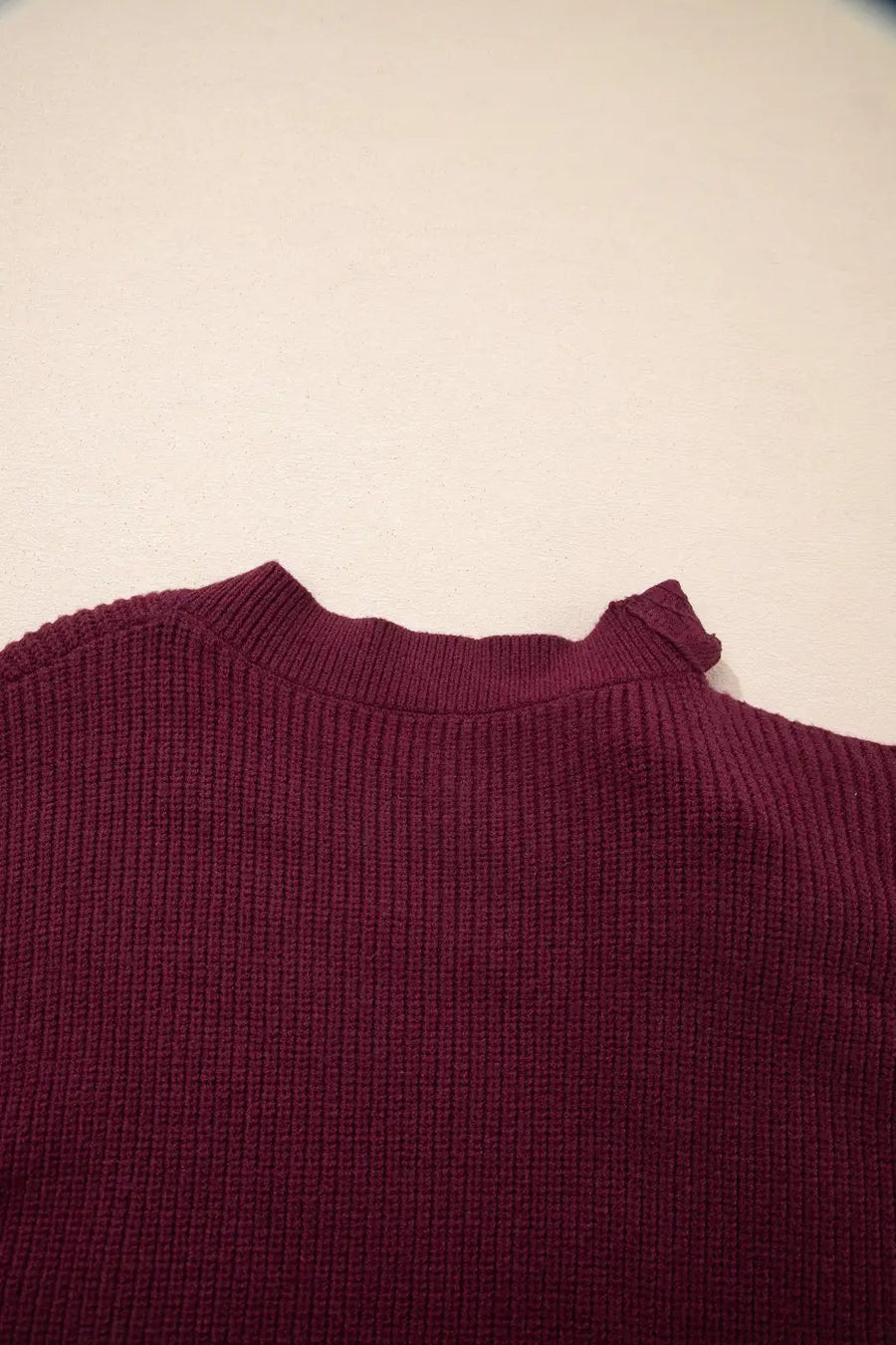 Burgundy lace bow sweater | asymmetric off shoulder jumper sweaters