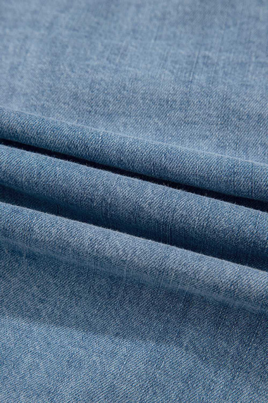 Blue Ties Puff Denim Top