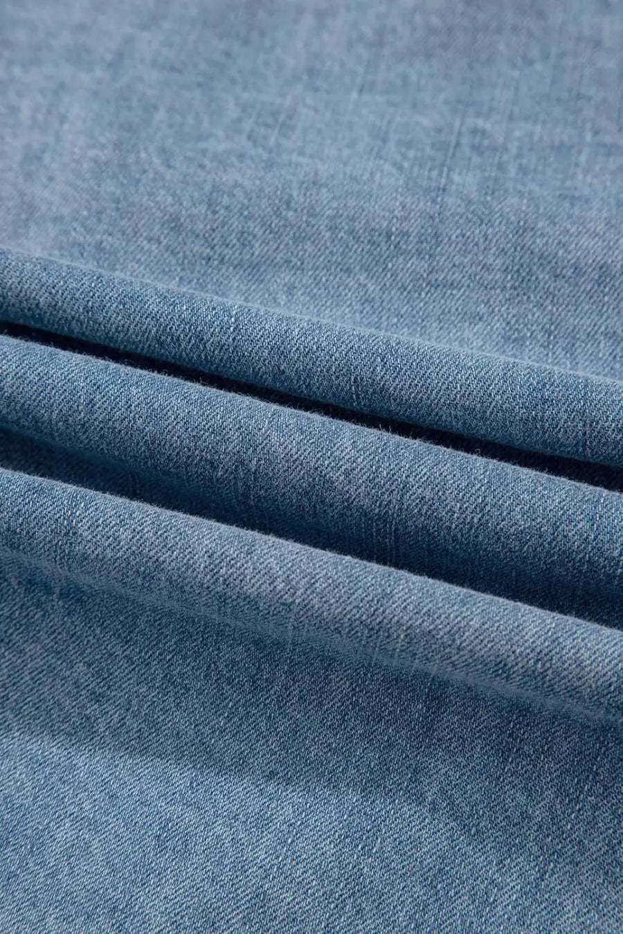 Blue ties puff denim top blouses