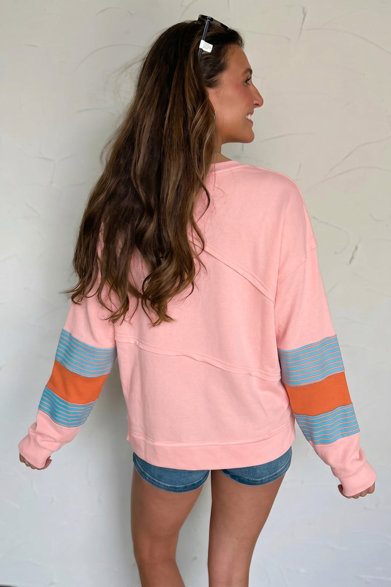 Colorblock Striped Patchwork Long Sleeve Blouse