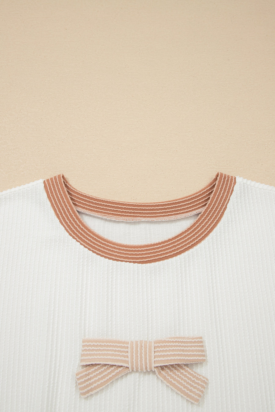 Bowknot Applique Plus Size Ribbed Top Women UK