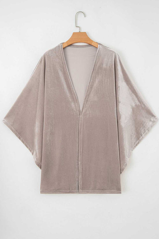 Open Front Draped Velvet Kimono