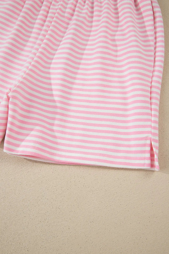 Stripe oversize mock neck sweatshirt & shorts co-ord set outfit sets