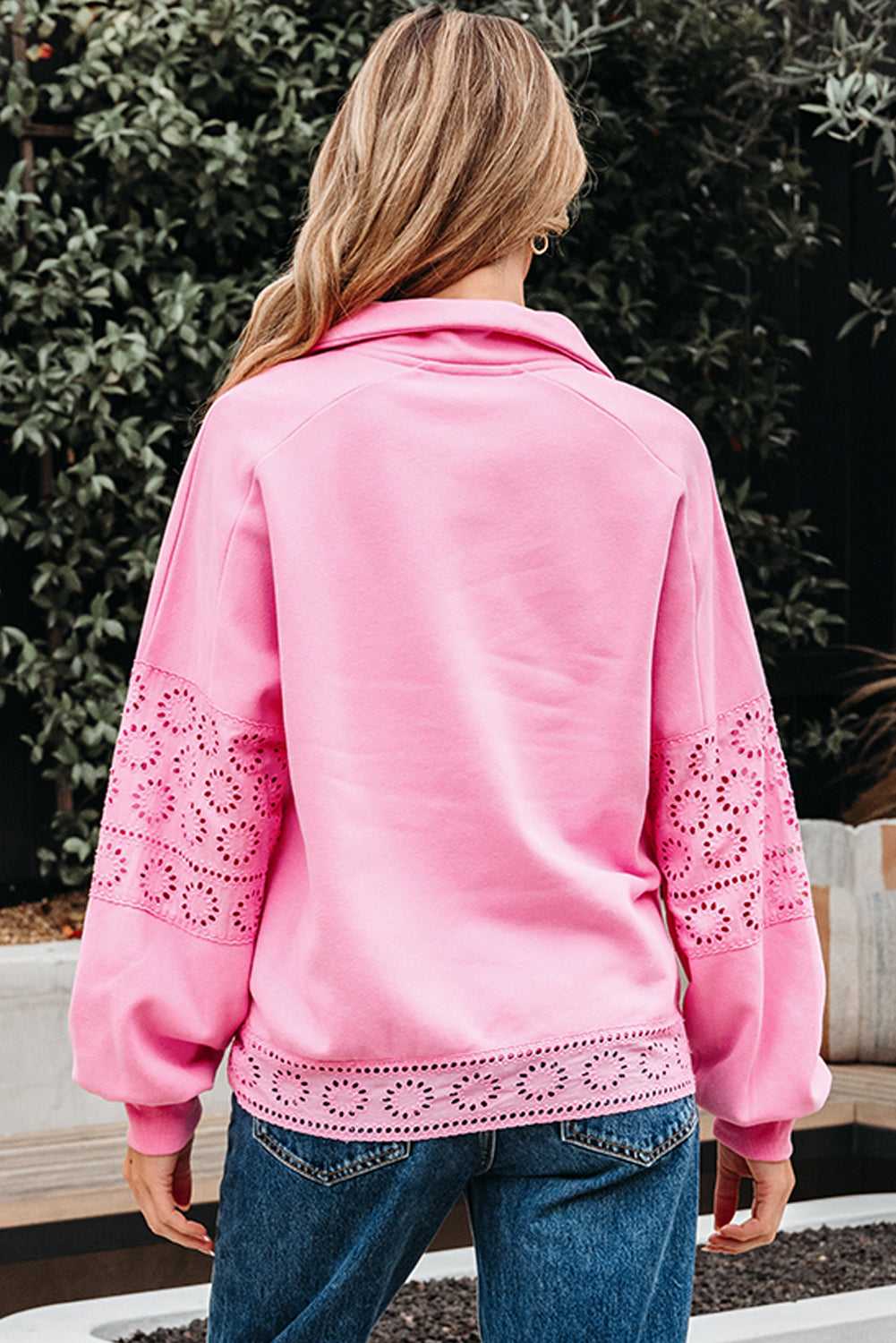 Embroidered Flower Snap Sweatshirt