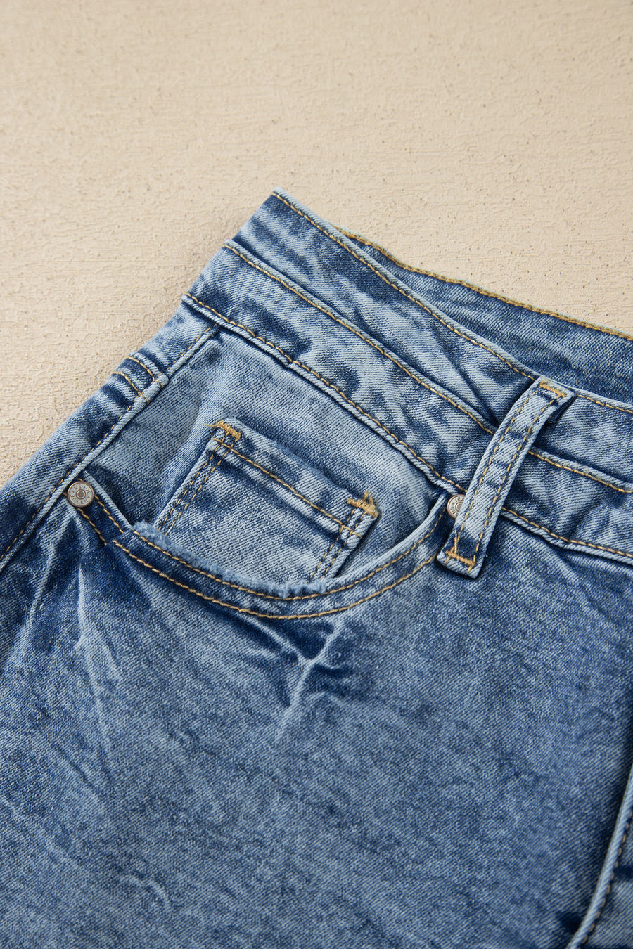 Acid Wash Pocket Detail High Waist Flare Jeans Women UK