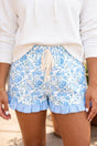 Floral Striped Ruffle Hem Lace Tie Shorts Women UK
