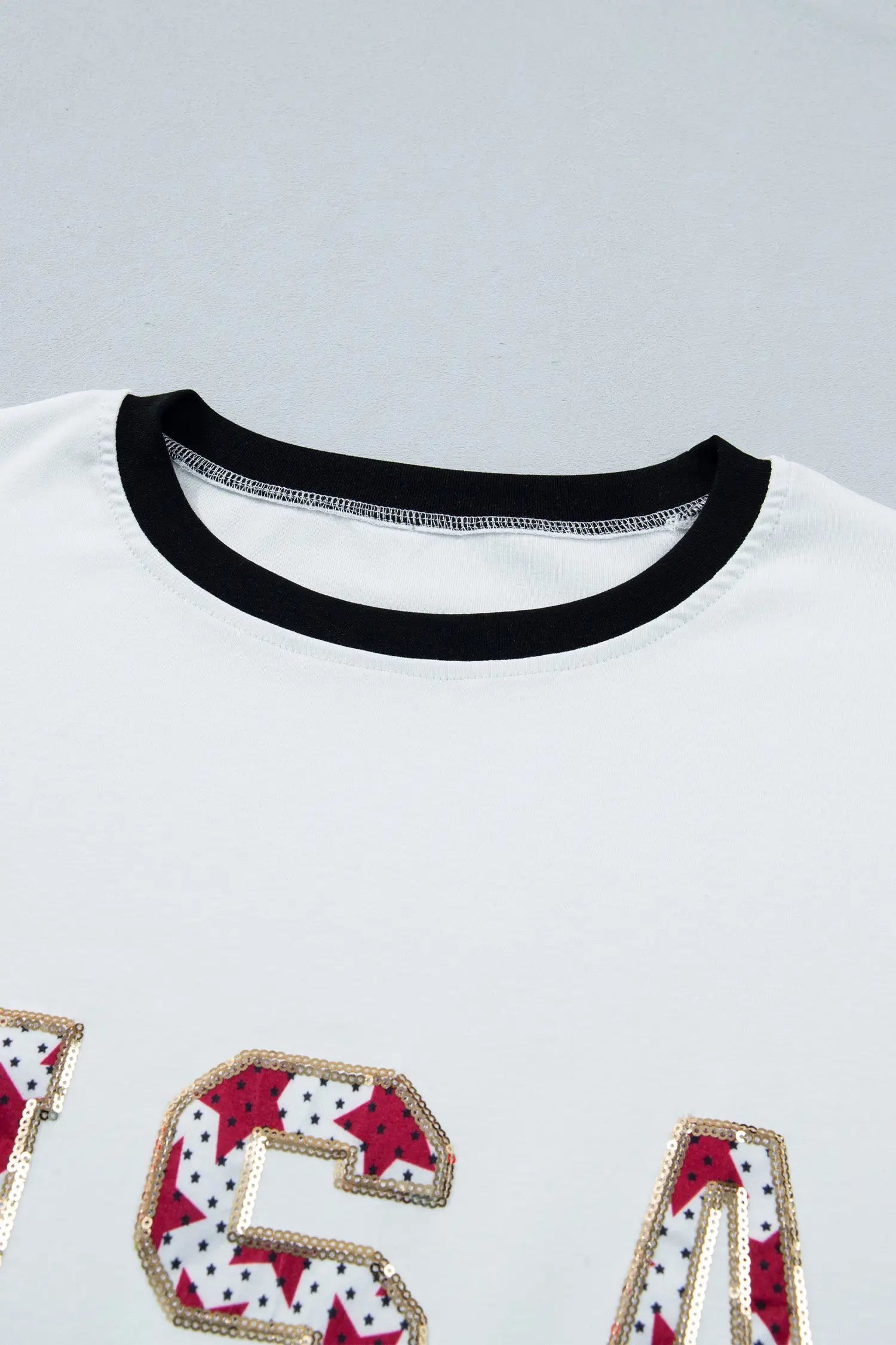 Women’s usa sequin colourblock letter print loose t-shirt t-shirts