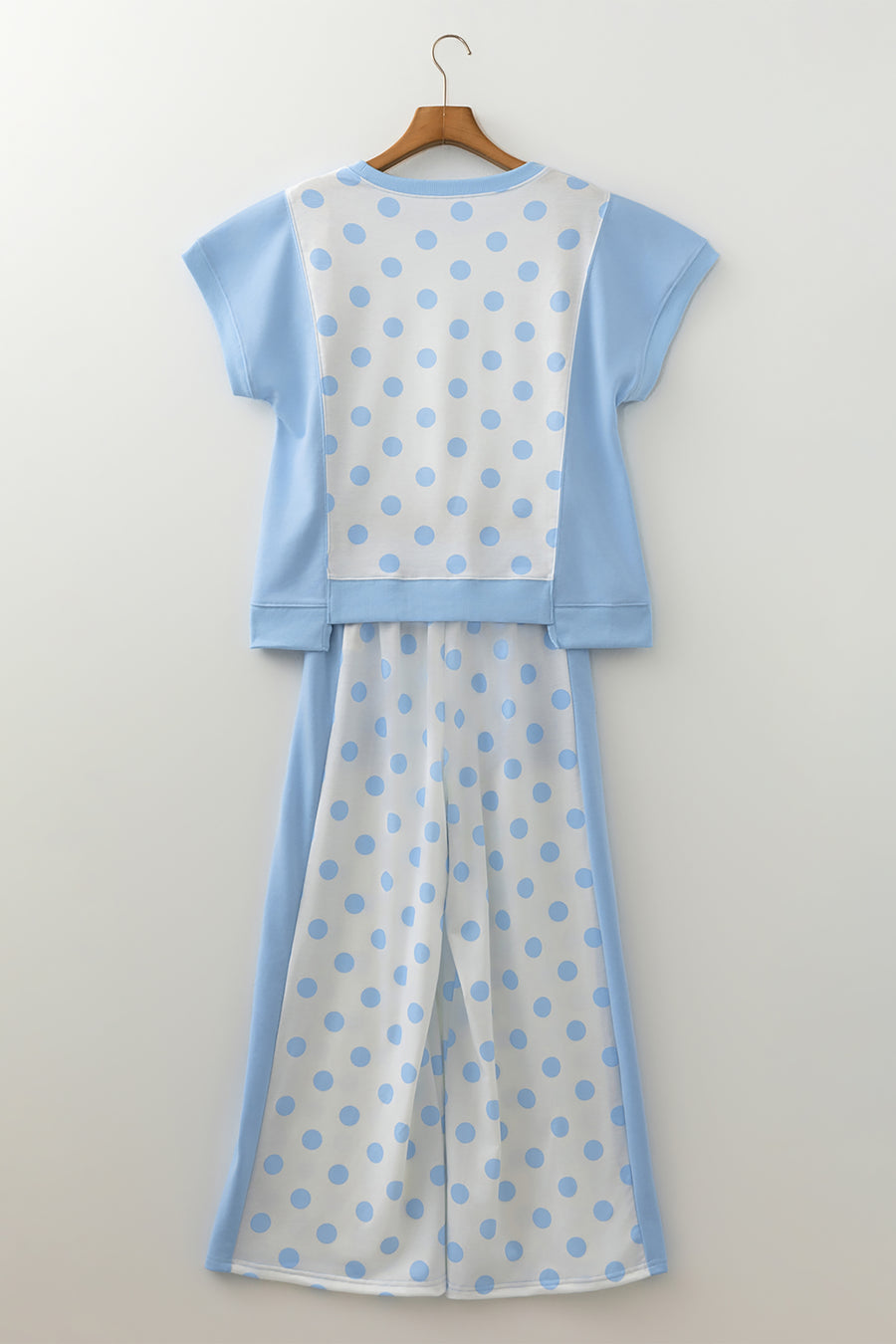Colour Block Polka Dot Wide Leg Pant Set Women UK