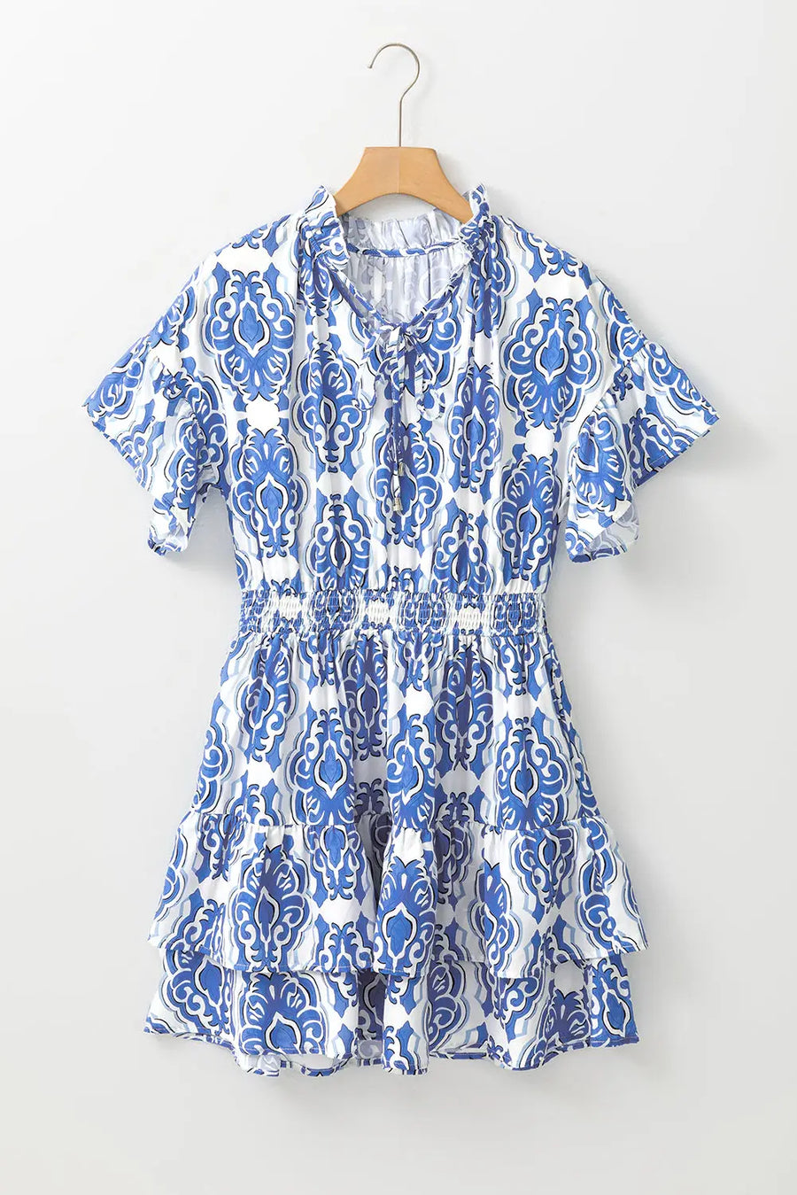 Ashleigh Blue Vintage Floral Wide Ruffle Sleeve Dress Women UK — lifestyle view