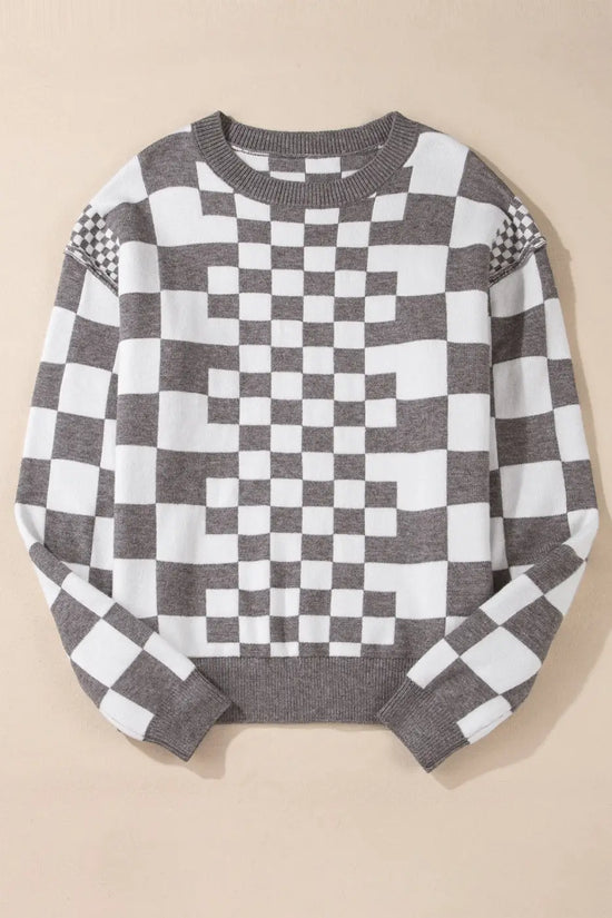Smoky plaid soft knit jumper sweaters