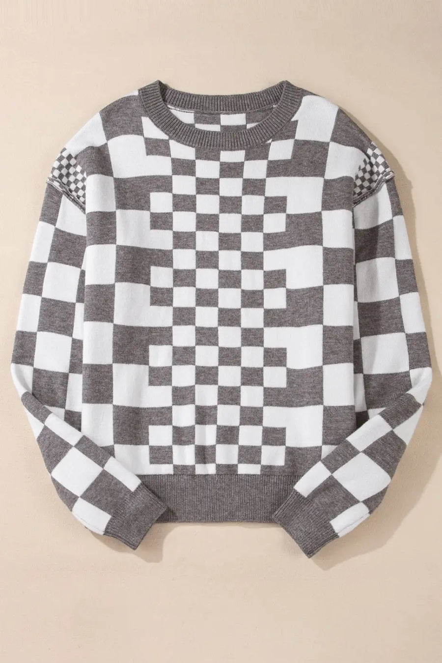 Smoky plaid soft knit jumper sweaters