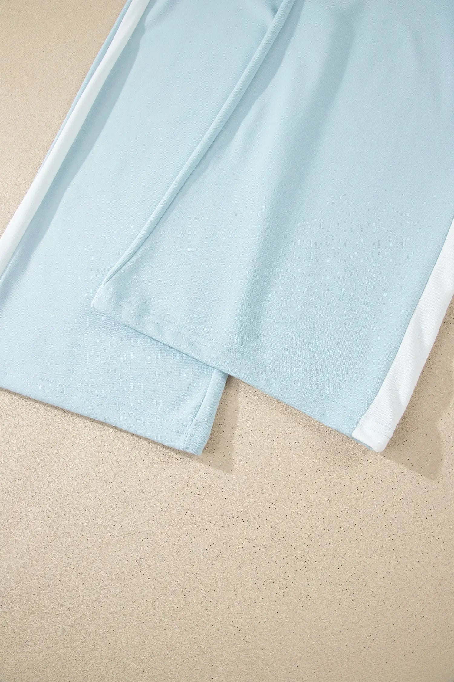 Mist blue contrast trim boxy tank top wide leg pant set pockets outfit sets