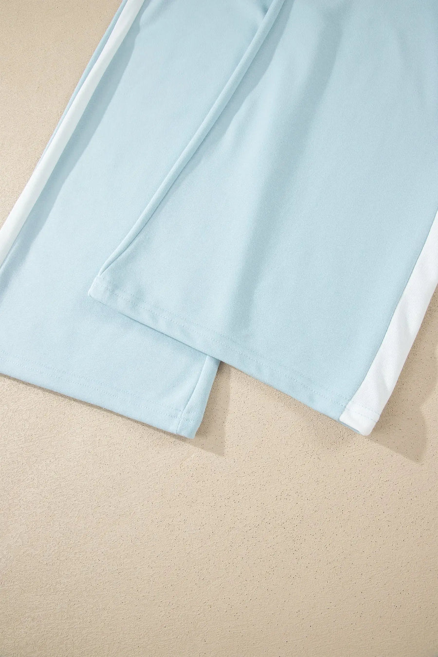 Mist blue contrast trim boxy tank top wide leg pant set pockets outfit sets