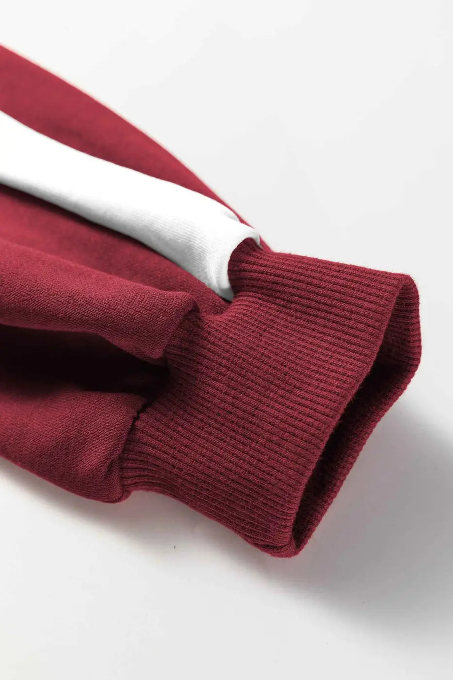 Co-ord knitted wide leg jogger with varsity stripes in burgundy