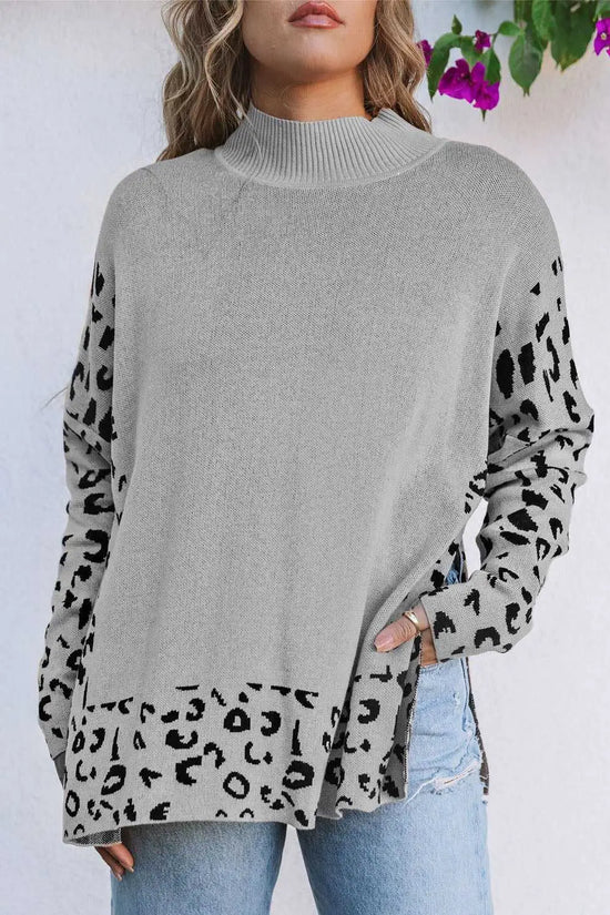 Leopard high neck oversized sweater sweaters