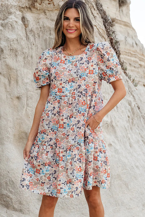 Purple Ribbed V Neck Floral Contrast Patchwork Maxi Dress Women UK
