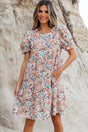Purple Ribbed V Neck Floral Contrast Patchwork Maxi Dress Women UK