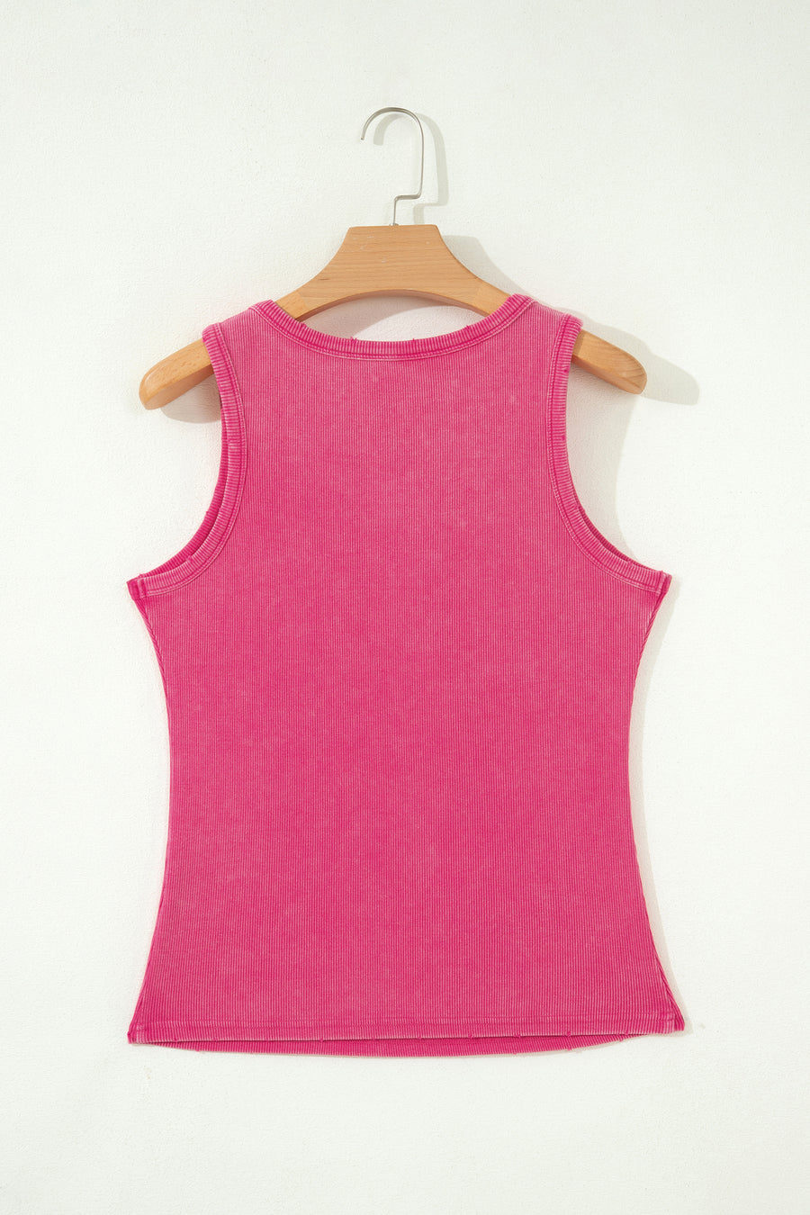 Vintage Distressed Ribbed Mineral Wash Button Neck Tank Top — side view | Fashionfitz UK