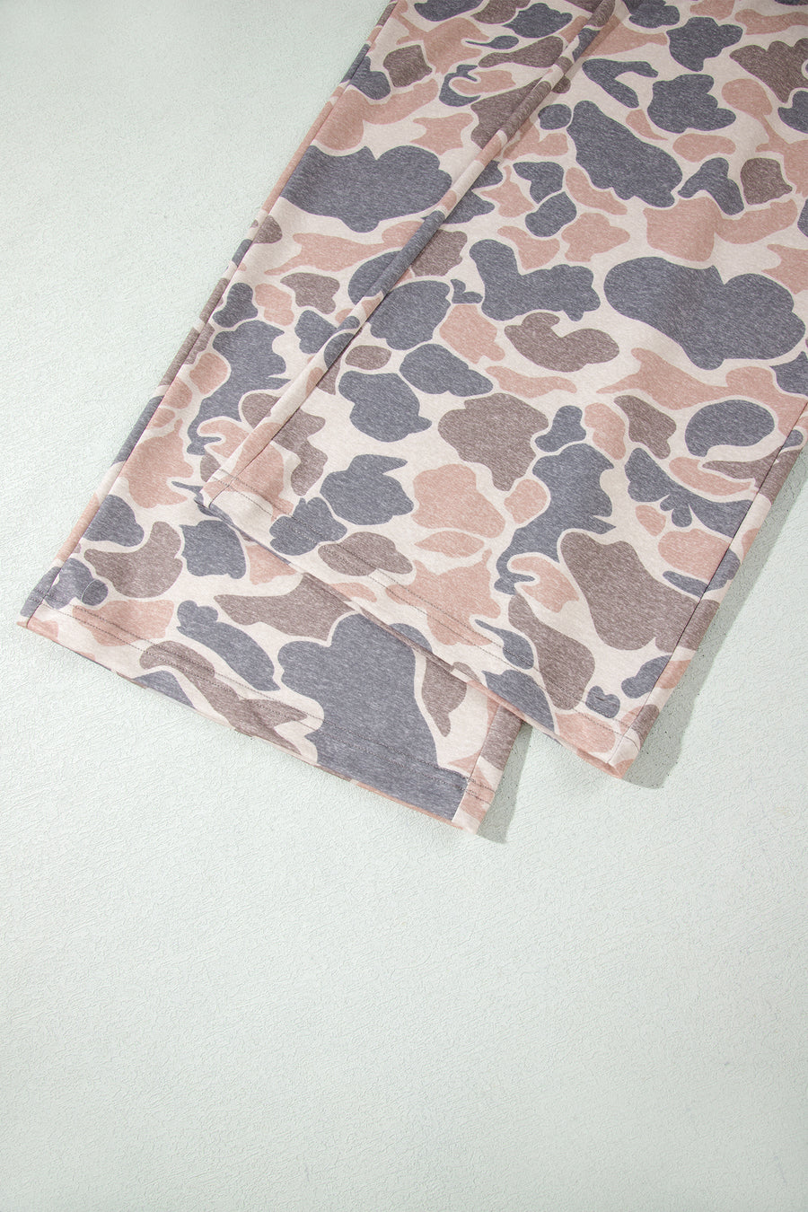 Camo Print Long Sleeve Top Wide Leg Pants Set Women UK