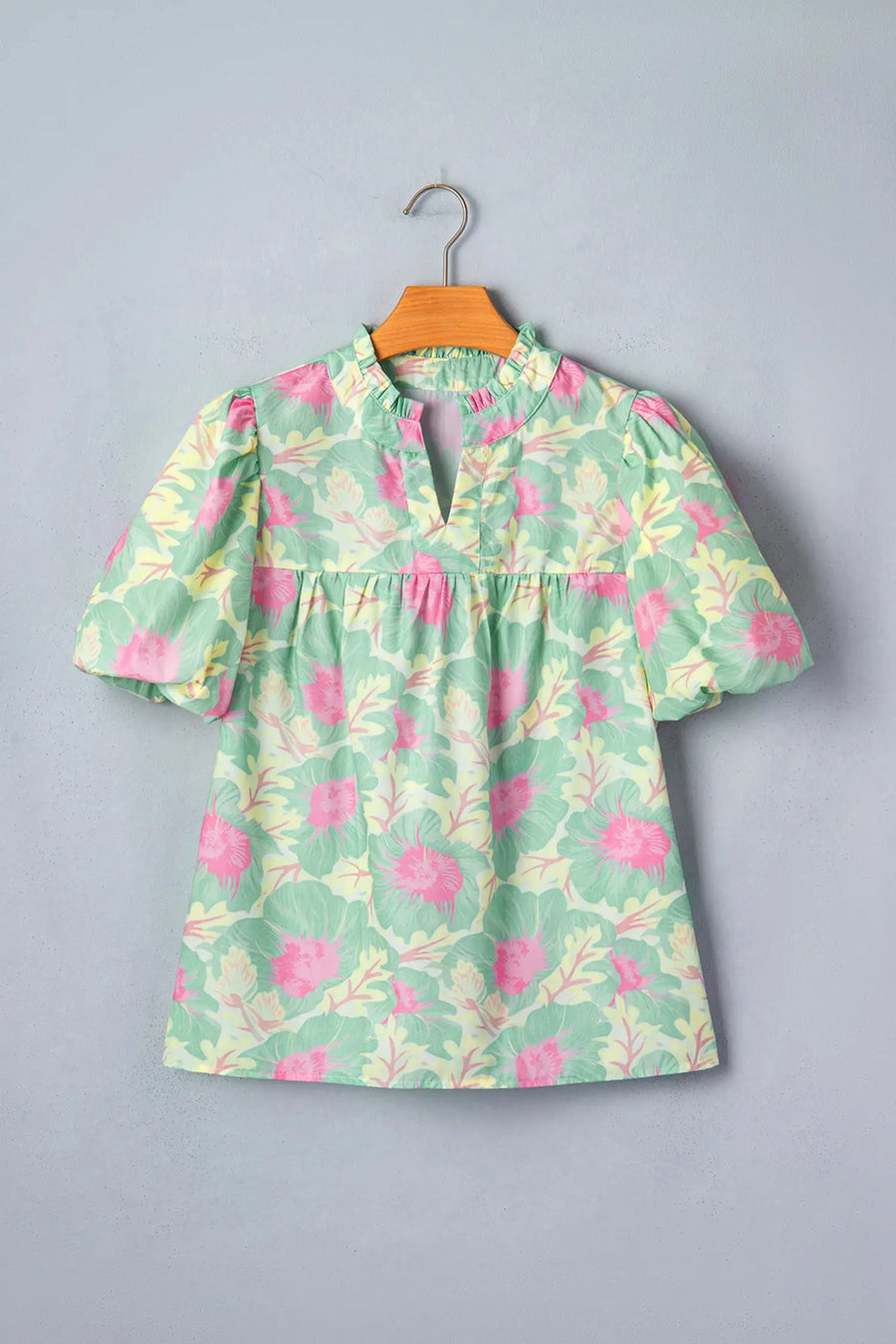 Floral jacquard babydoll blouse back view | Fashionfitz UK