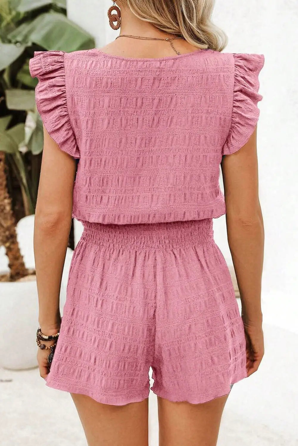 Women's textured square neck co-ord set close-up detail
