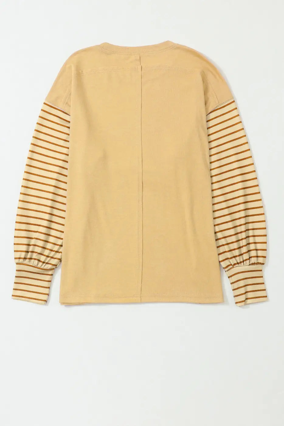 Green colorblock bishop sleeve top - striped casual chic