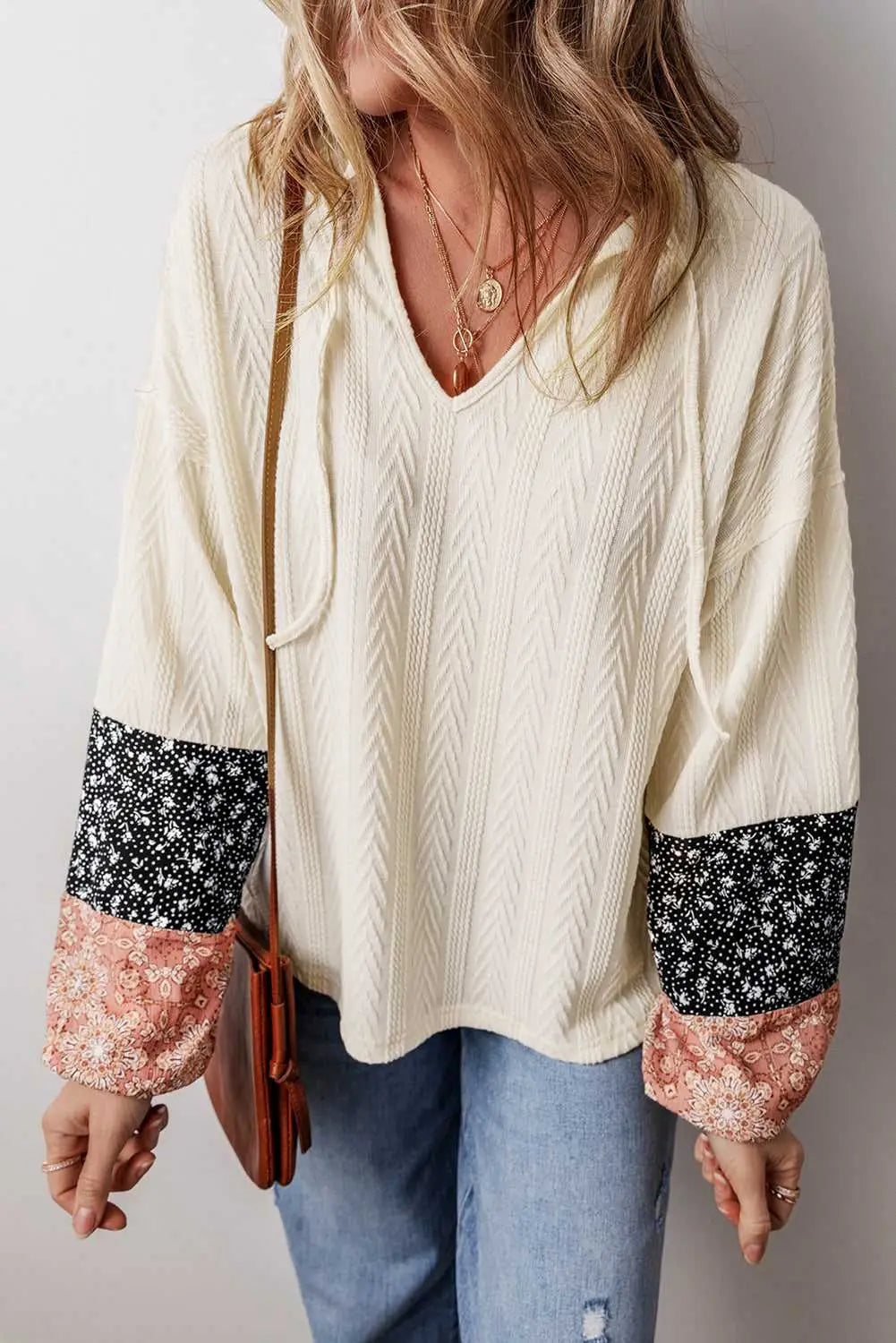 Patchwork petals knit blouse blouses