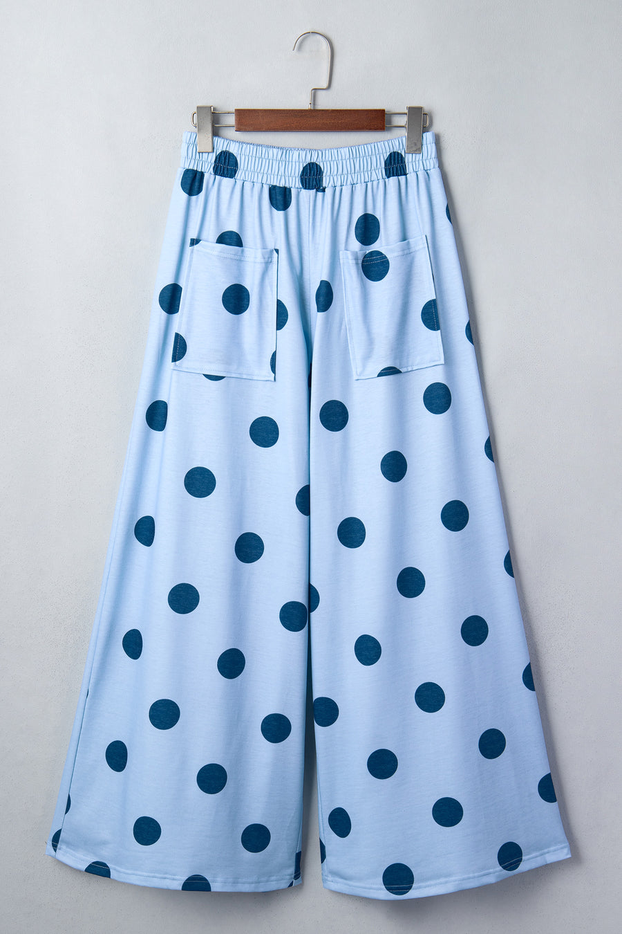 Brown Polka Dot Wide Leg Elastic Waist Casual Pants Women UK