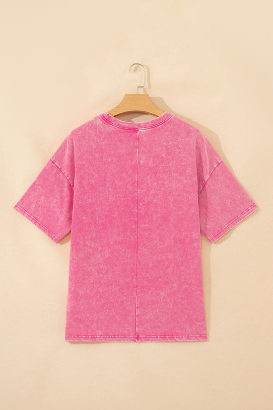 Mineral Washed Oversized Cotton Tee Drop Shoulder Round Neck Tunic Length