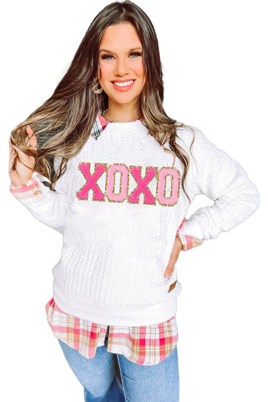 Chenille Cable Knit Slogan Sweatshirt Women UK