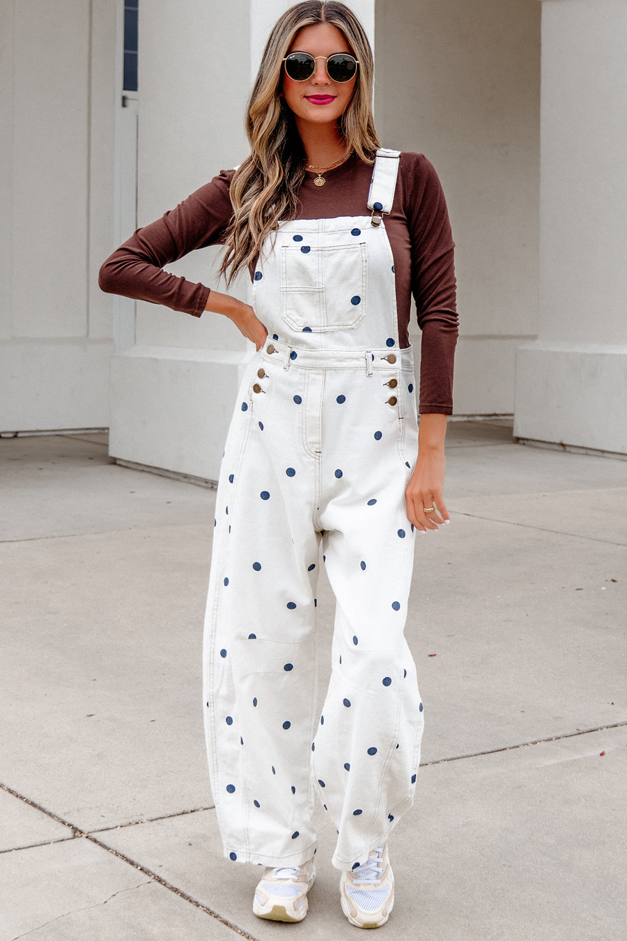 Polka Dot Denim Barrel Overalls Jumpsuit Women UK