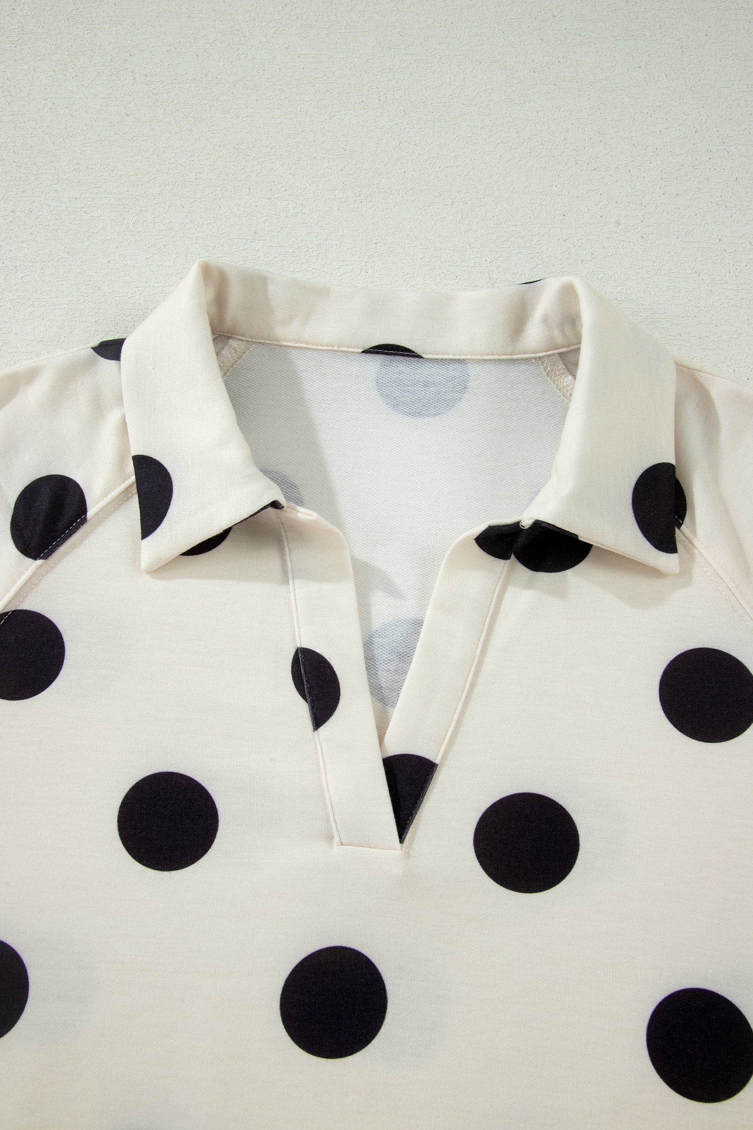 Polka Dot V Neck Short Sleeve Tee High Waist Drawstring Shorts Set