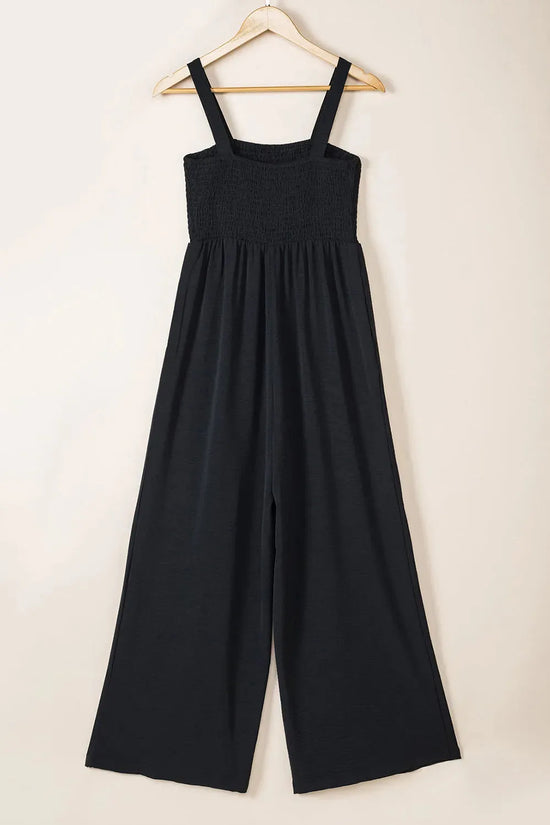 Smocked Wide Leg Jumpsuit - Fashionfitz