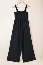 Smocked Wide Leg Jumpsuit - Fashionfitz