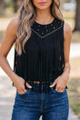 Western Fringe Rivet Sleeveless Top Women UK