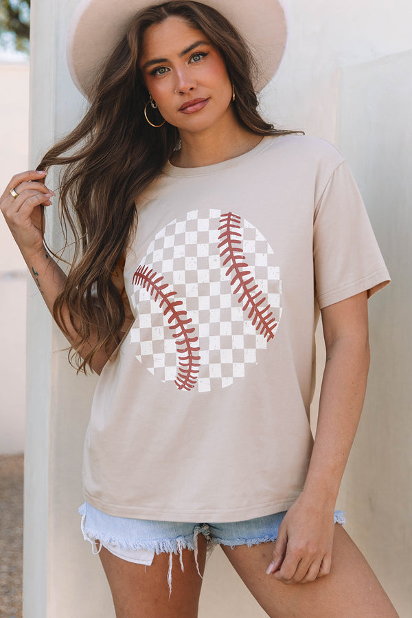 Jet Stream Checkered Baseball Graphic Tee Women UK