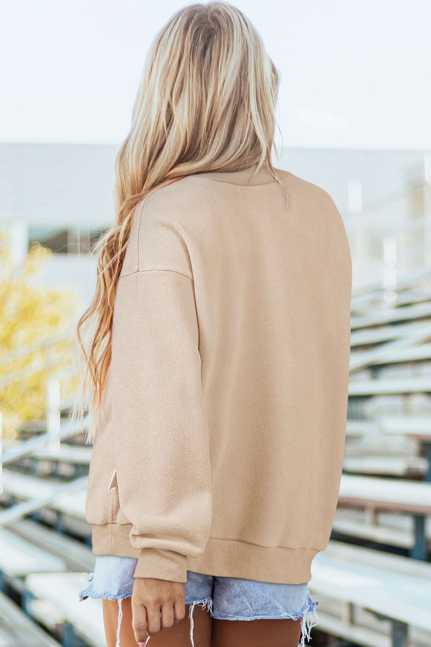 Drop Shoulder Reversible Mock Neck Sweatshirt Women UK