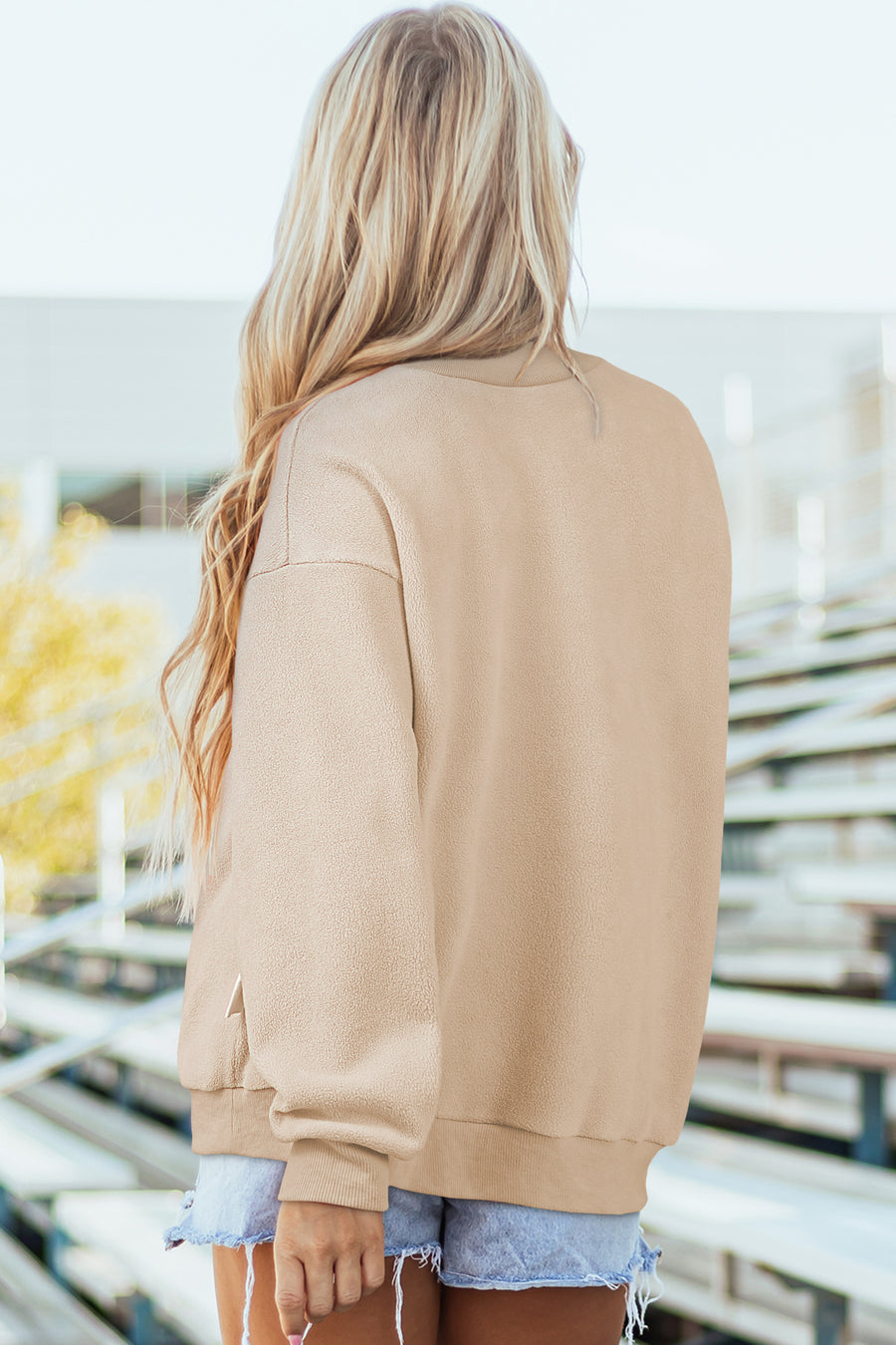 Drop Shoulder Reversible Mock Neck Sweatshirt Women UK