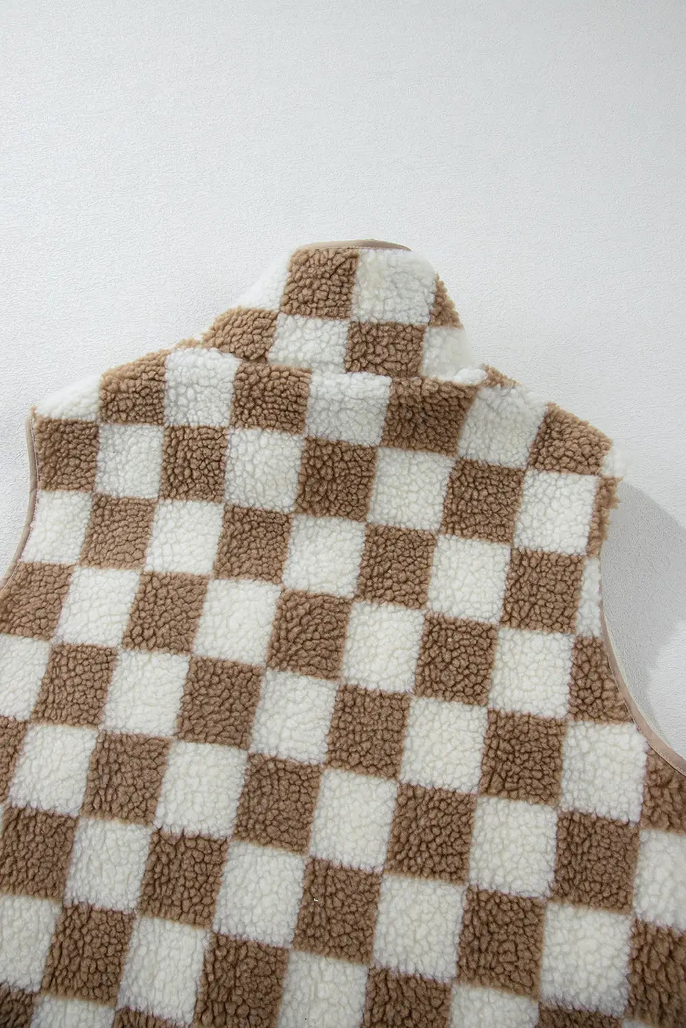 Monochrome mosaic sherpa vest - plaid design