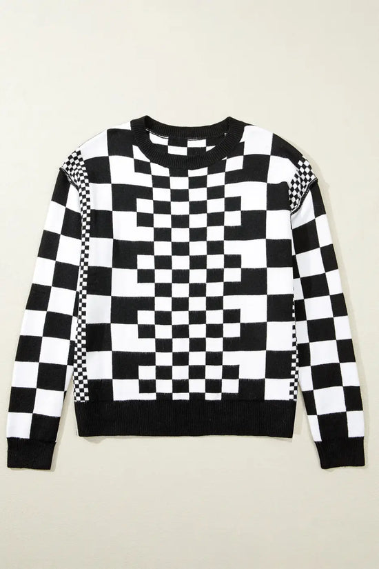 Smoky plaid soft knit jumper sweaters