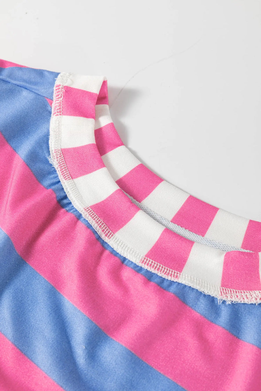 Stripe Exposed Seam Contrast Oversized Top Women UK — full length view on model | Fashionfitz UK