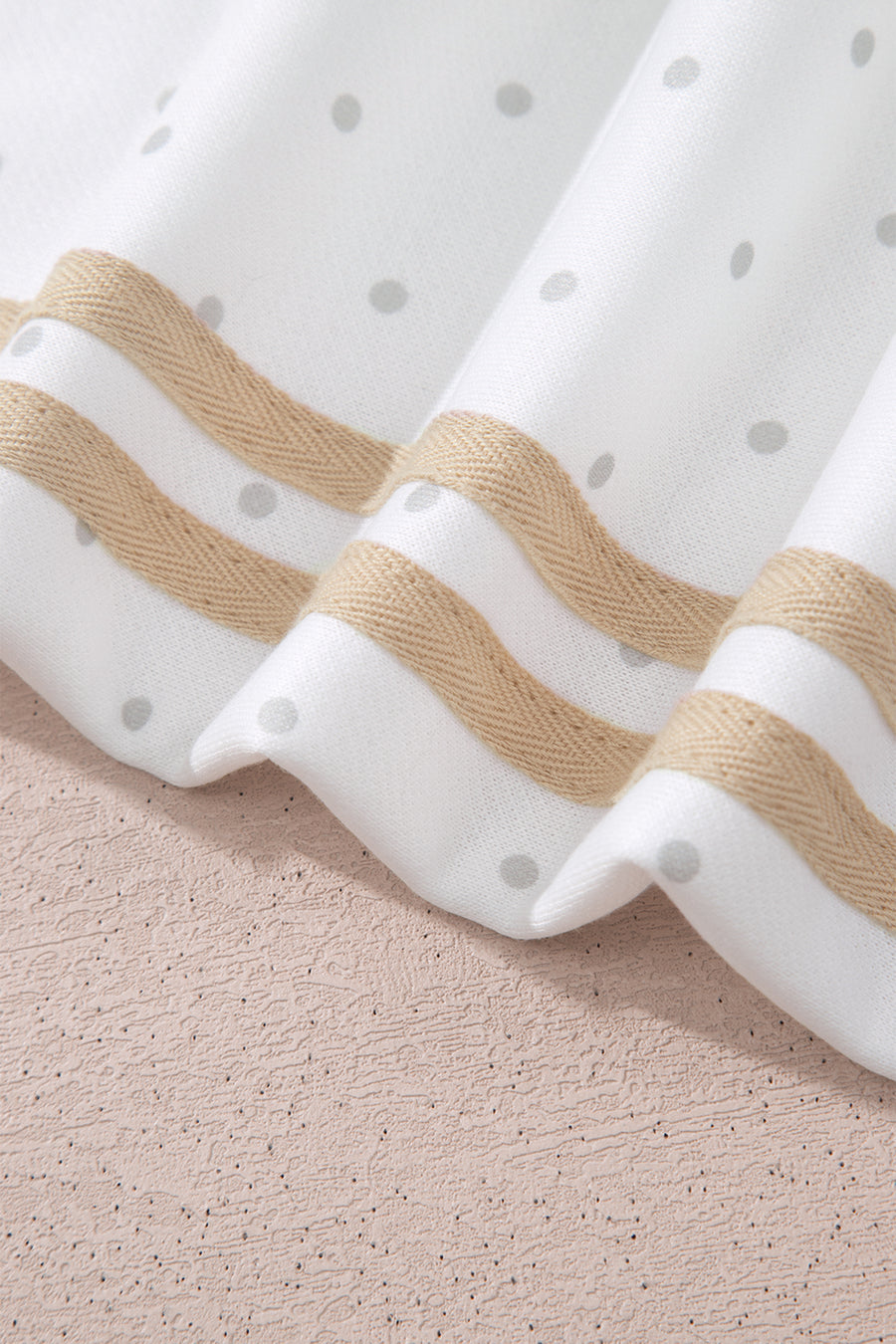 White Polka Dot Stripe Casual Sweatshirt & Shorts Set