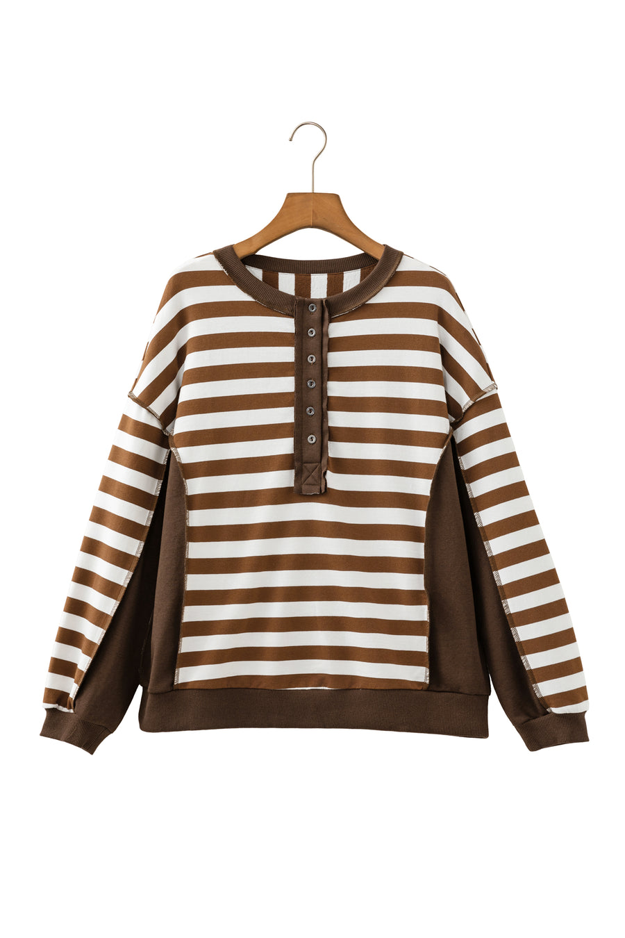 Stripe Exposed Seam Colorblock Patchwork Sweatshirt