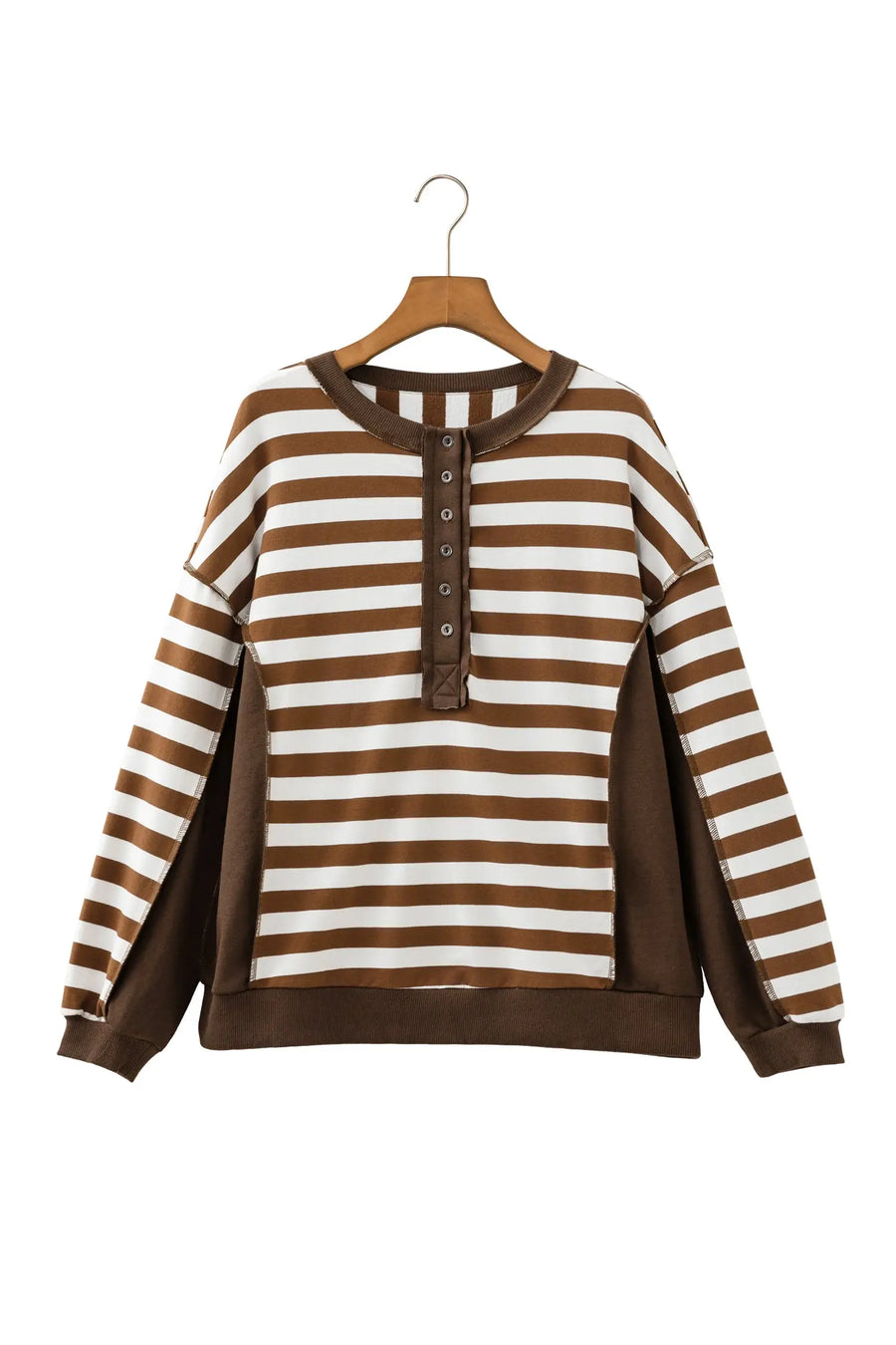 Stripe Exposed Seam Colorblock Patchwork Sweatshirt
